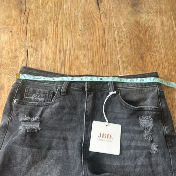 JBD just black denim faded frayed hem size L denim shorts - Picture 5 of 7